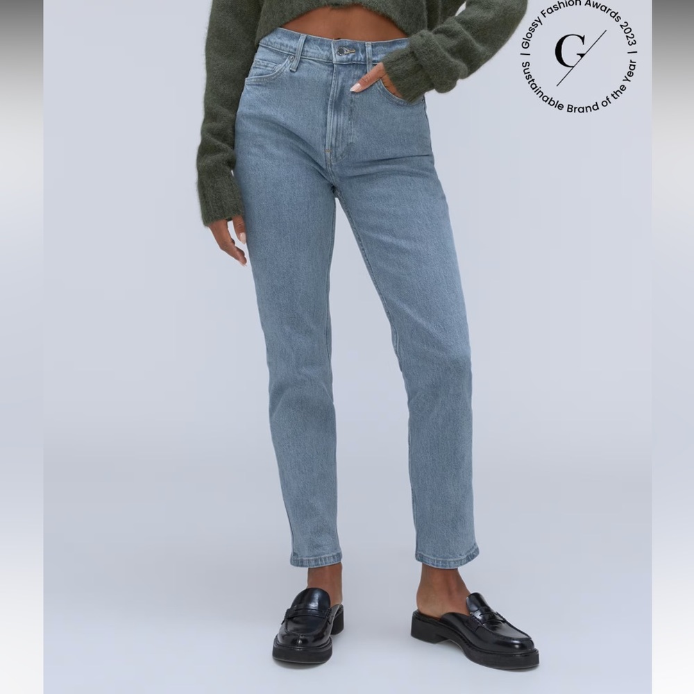 Everlane High-Rise Straight Jeans in Light Blue 28
